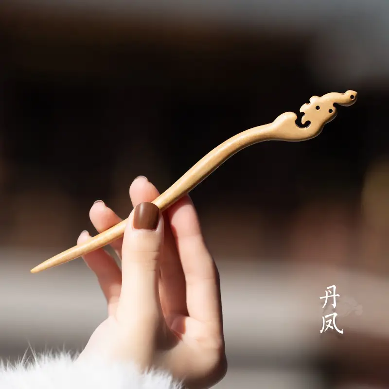 Peach Wood New Year Hairpin Chinese Style - Image 10
