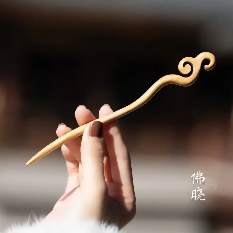 Peach Wood New Year Hairpin Chinese Style - Image 13