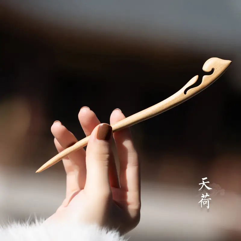Peach Wood New Year Hairpin Chinese Style - Image 14
