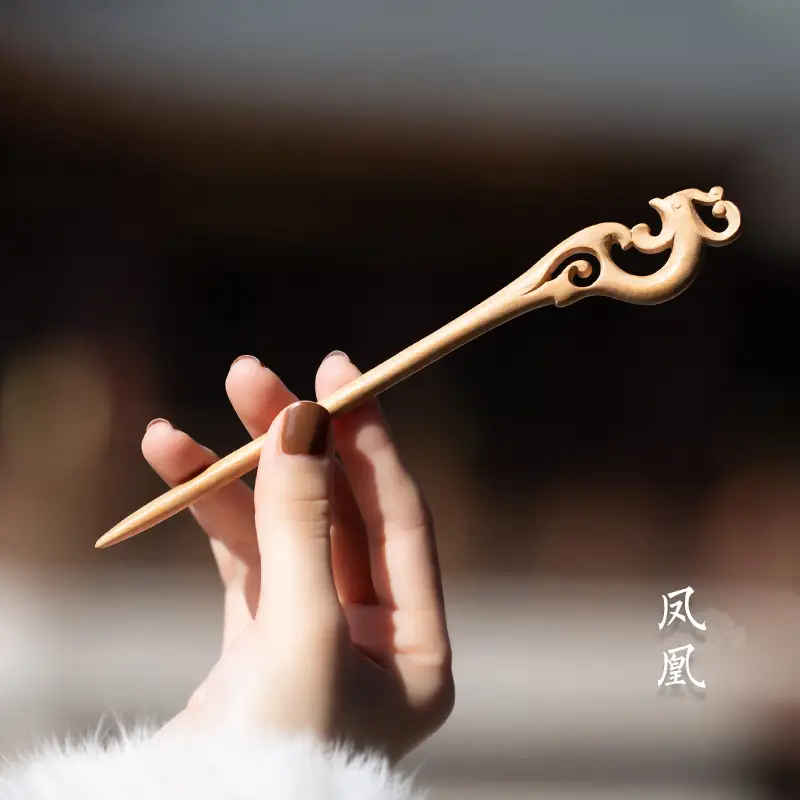 Peach Wood New Year Hairpin Chinese Style - Image 15