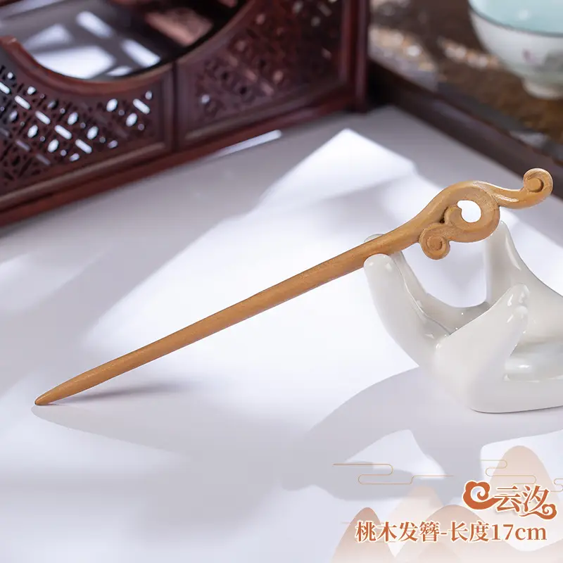 Peach Wood New Year Hairpin Chinese Style - Image 16