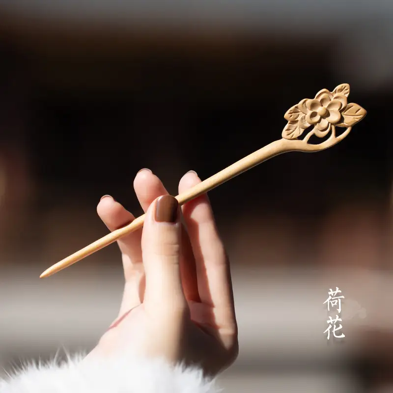 Peach Wood New Year Hairpin Chinese Style - Image 17