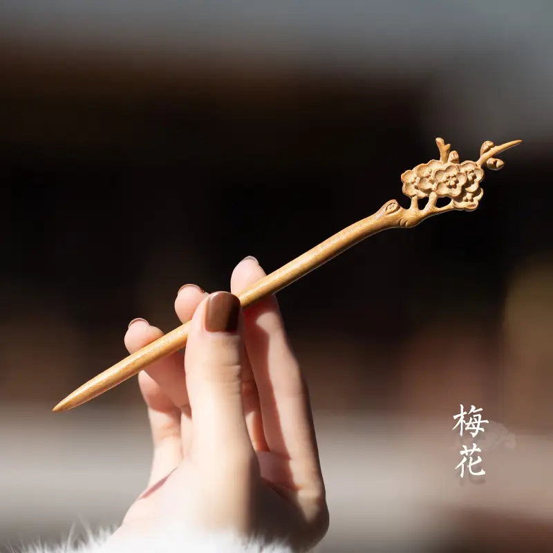 Peach Wood New Year Hairpin Chinese Style - Image 19