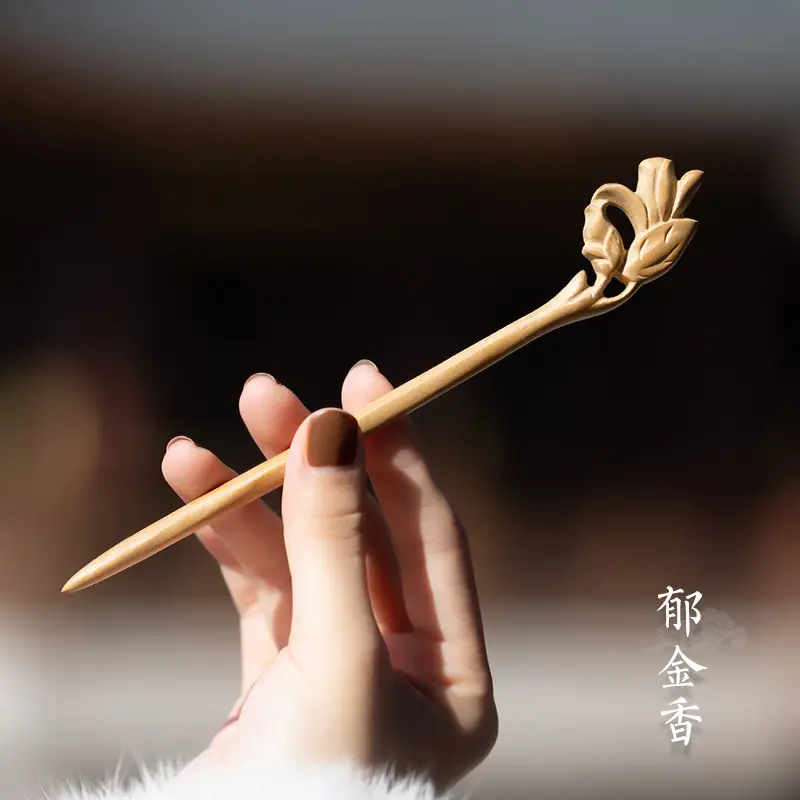 Peach Wood New Year Hairpin Chinese Style - Image 21