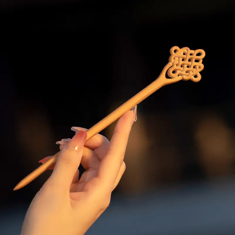 Peach Wood New Year Hairpin Chinese Style - Image 22