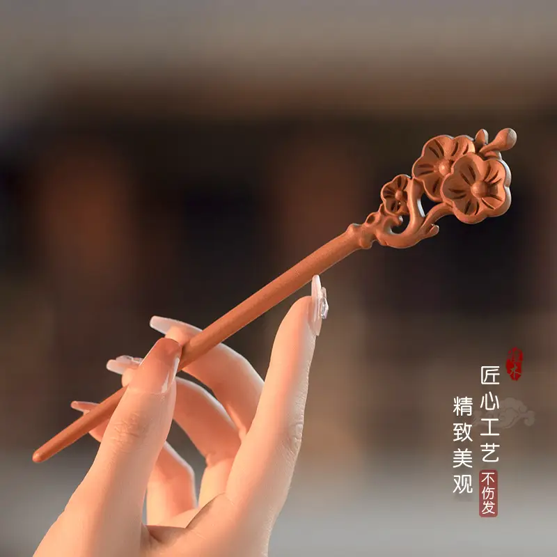 Peach Wood New Year Hairpin Chinese Style - Image 23