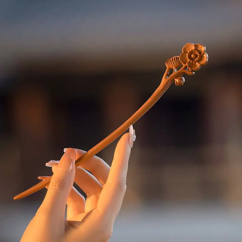 Peach Wood New Year Hairpin Chinese Style - Image 24