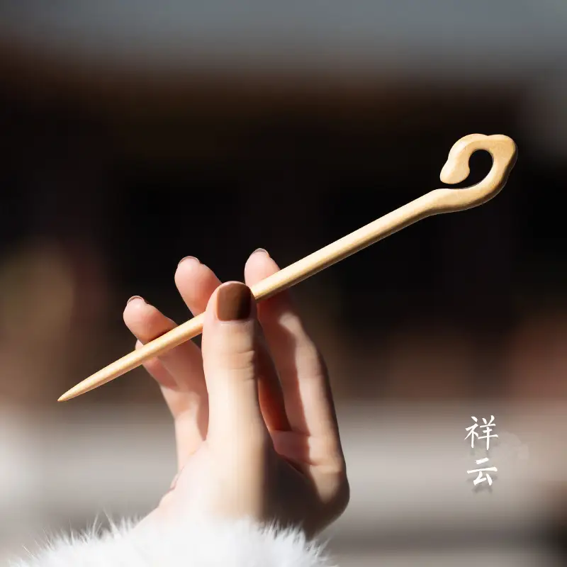 Peach Wood New Year Hairpin Chinese Style - Image 5