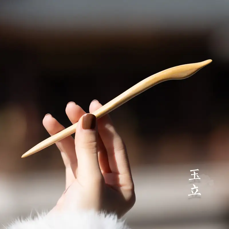 Peach Wood New Year Hairpin Chinese Style - Image 6