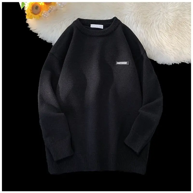Men's Black Korean Style Crewneck Sweater — feature 7