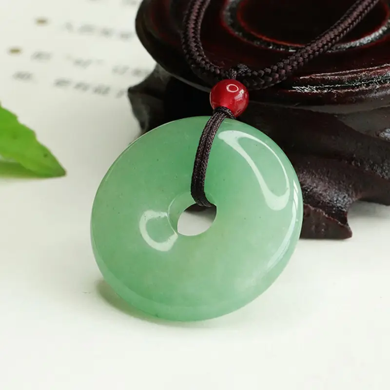 Green Jade Ping An Buckle Pendant Necklace - Image 3