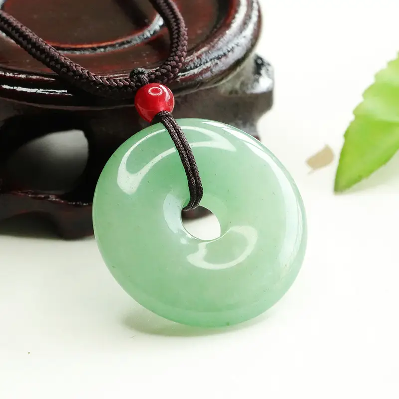 Green Jade Ping An Buckle Pendant Necklace - Image 4