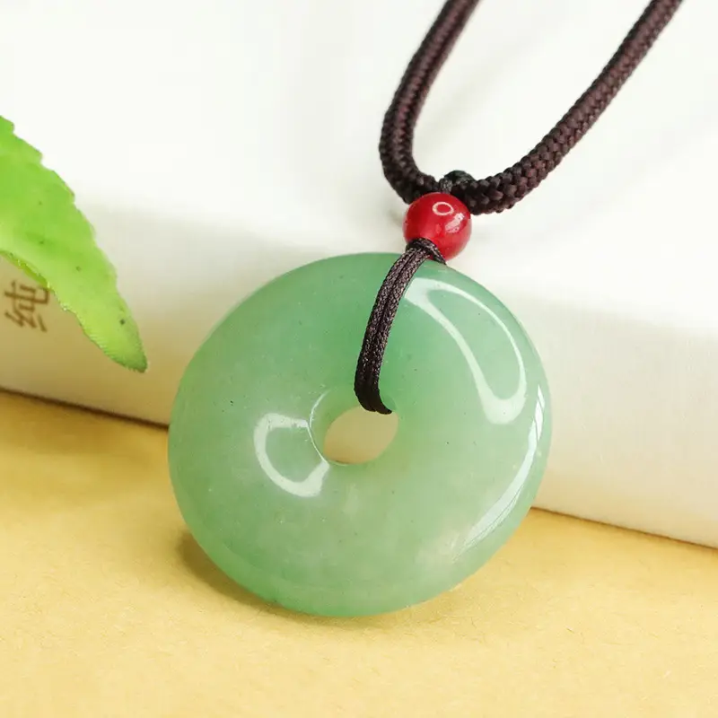 Green Jade Ping An Buckle Pendant Necklace - Image 5