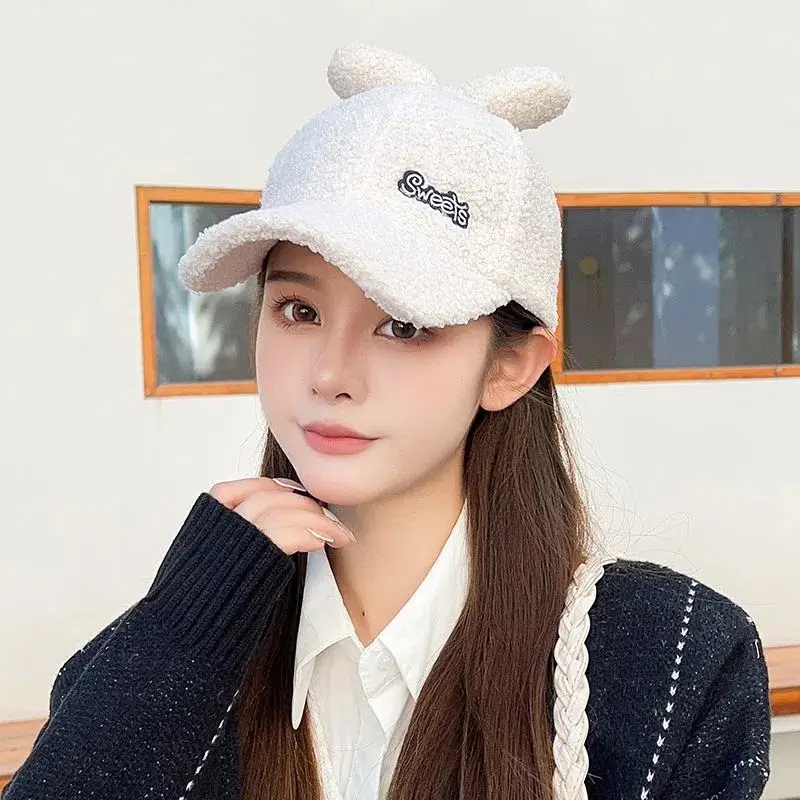 Blue Fleece Lined Peaked Hat for Girls with Bow - Image 2