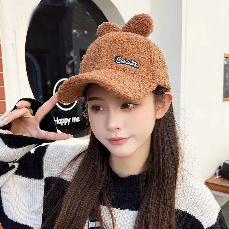 Blue Fleece Lined Peaked Hat for Girls with Bow - Image 4