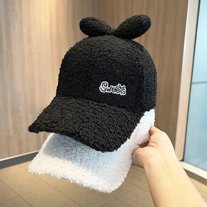 Blue Fleece Lined Peaked Hat for Girls with Bow — feature 16