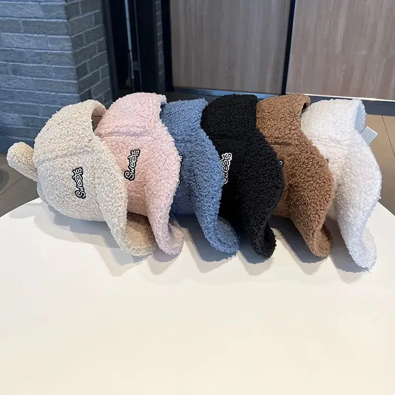 Blue Fleece Lined Peaked Hat for Girls with Bow — feature 18