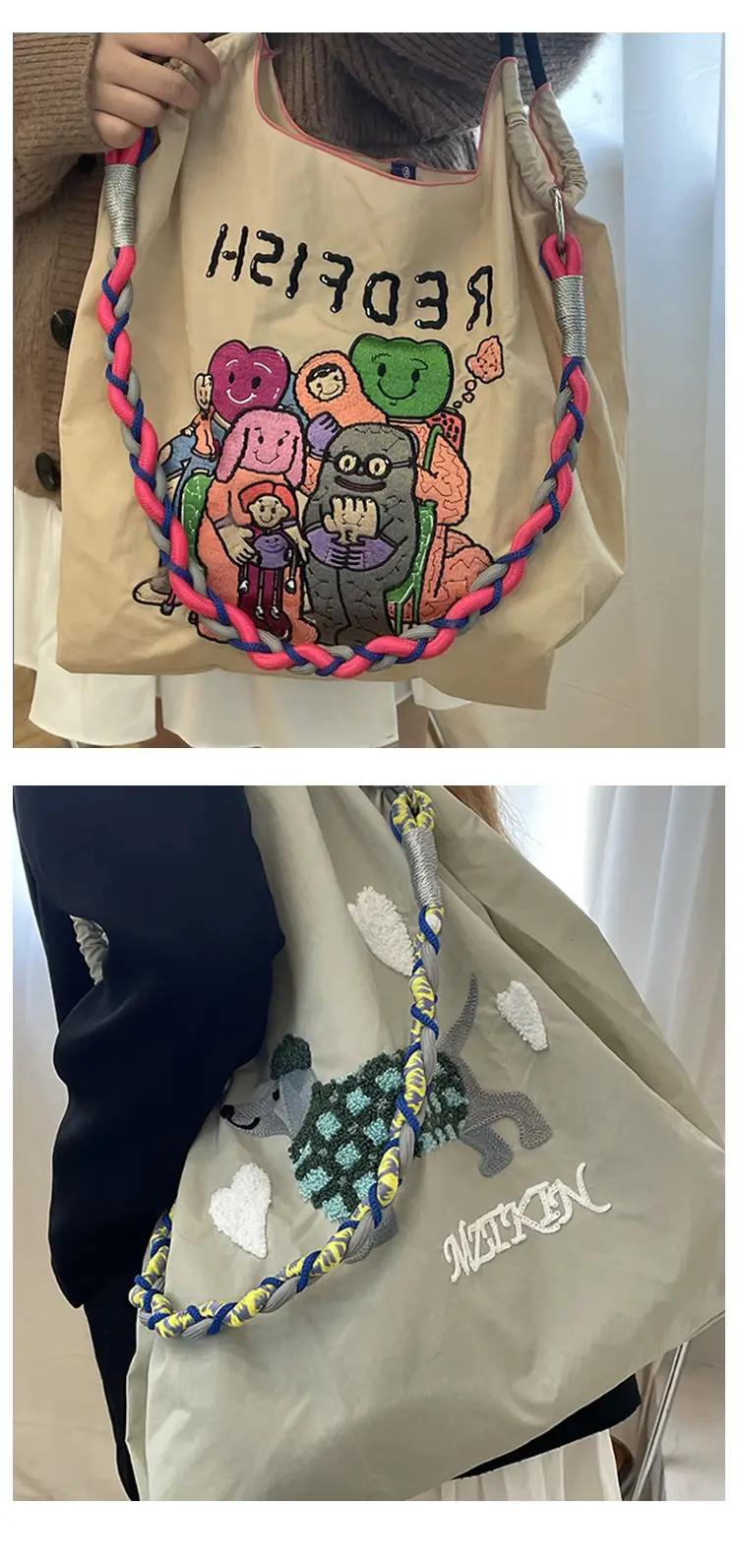 Women Embroidered Pink Crossbody Bag with Heart Design — feature 12