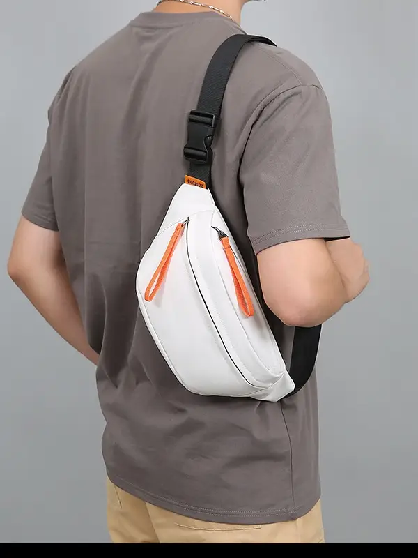 Trendy Waterproof Men's Waist Bag Teal Orange - Image 7