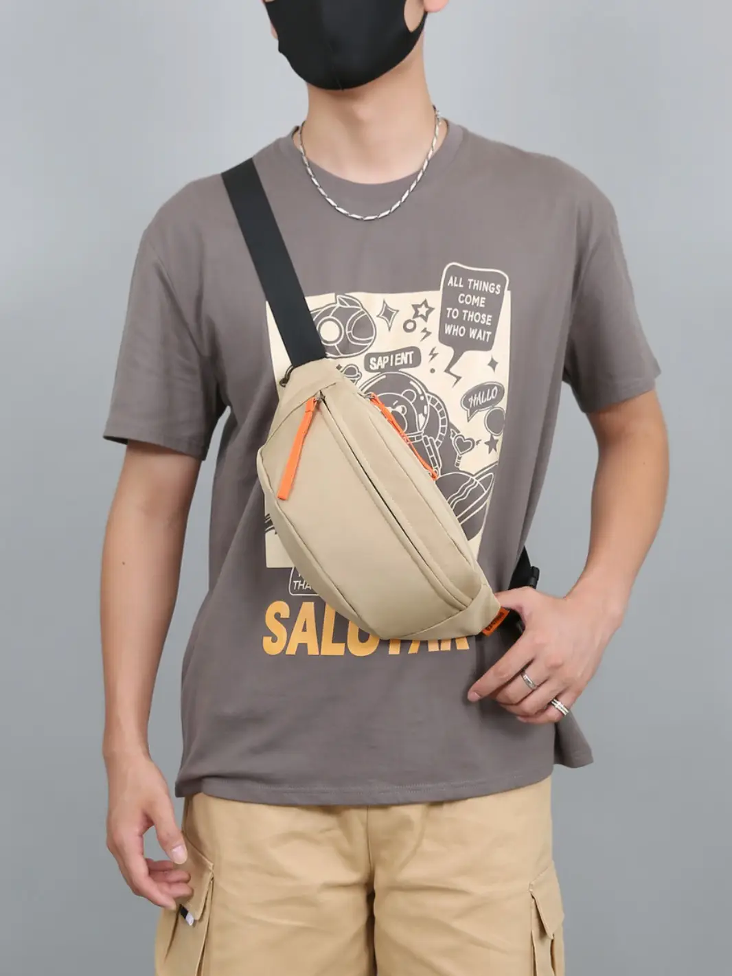 Trendy Waterproof Men's Waist Bag Teal Orange - Image 10