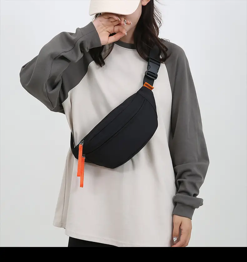Trendy Waterproof Men's Waist Bag Teal Orange — feature 14