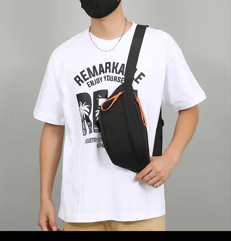 Trendy Waterproof Men's Waist Bag Teal Orange — feature 15