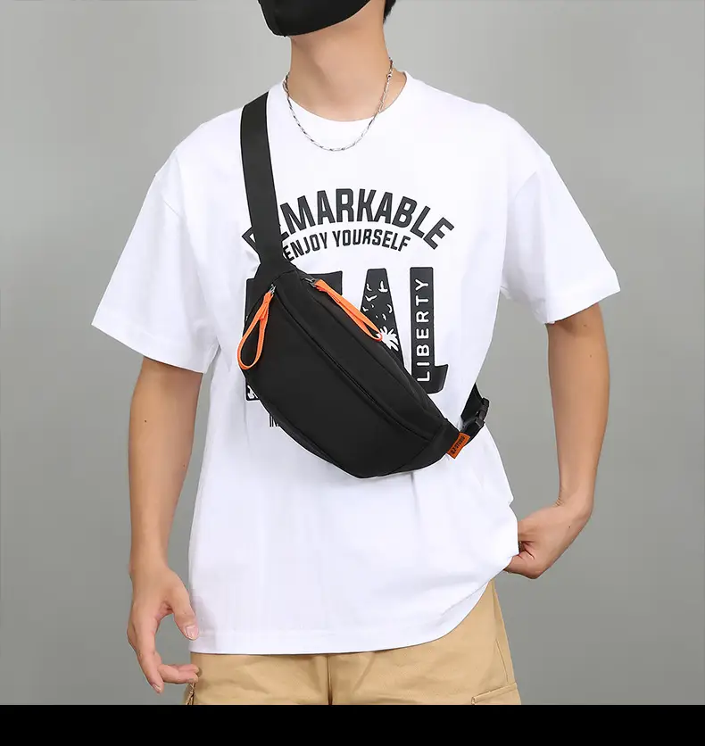 Trendy Waterproof Men's Waist Bag Teal Orange — feature 16
