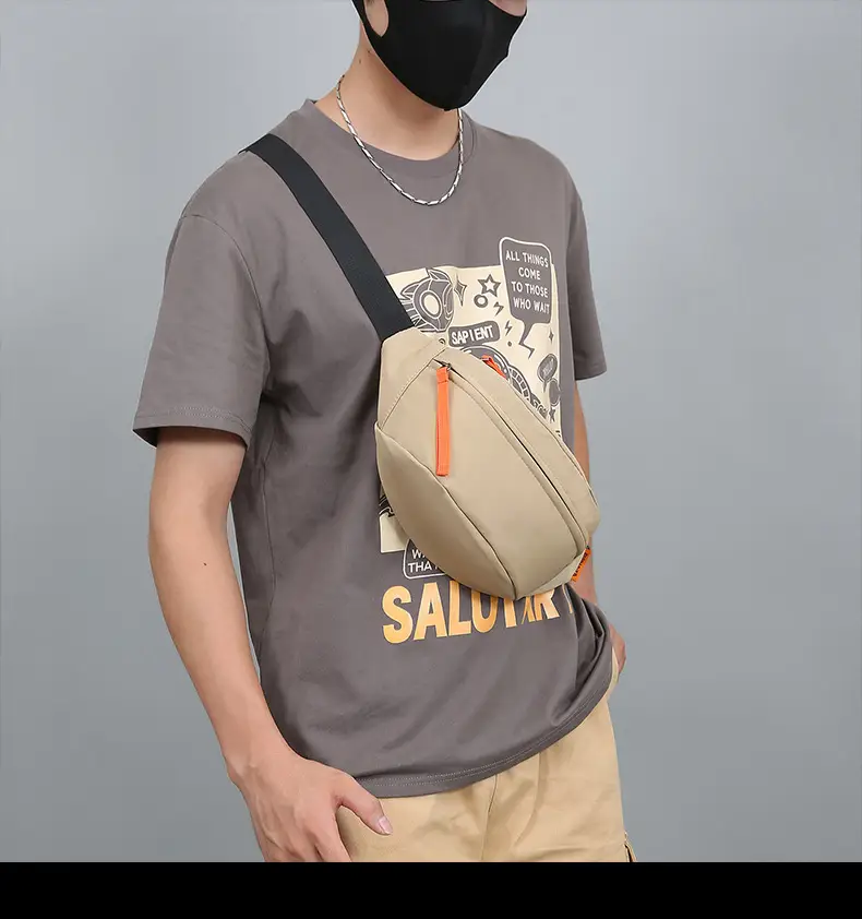 Trendy Waterproof Men's Waist Bag Teal Orange — feature 17