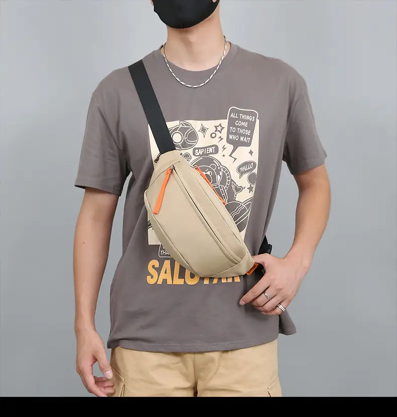 Trendy Waterproof Men's Waist Bag Teal Orange — feature 18