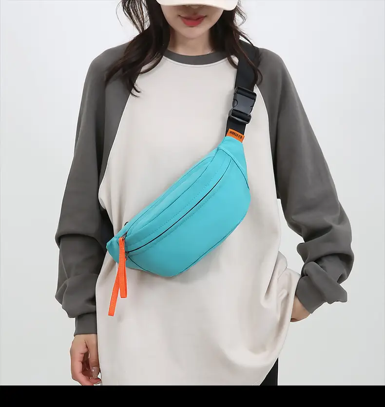 Trendy Waterproof Men's Waist Bag Teal Orange — feature 20