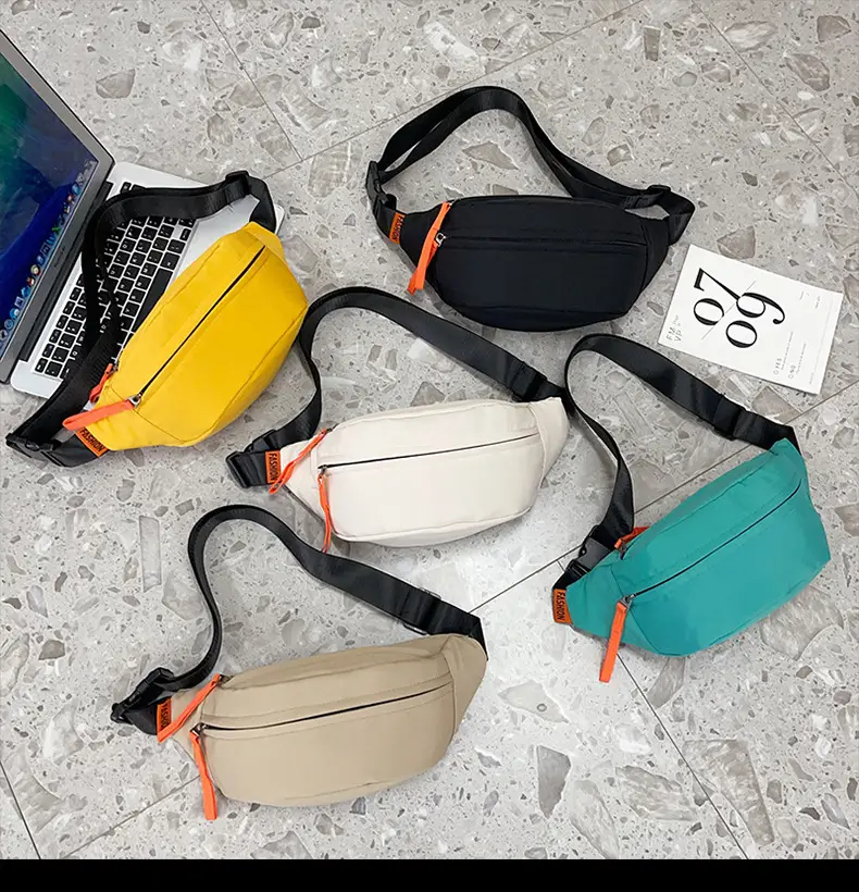 Trendy Waterproof Men's Waist Bag Teal Orange — feature 25