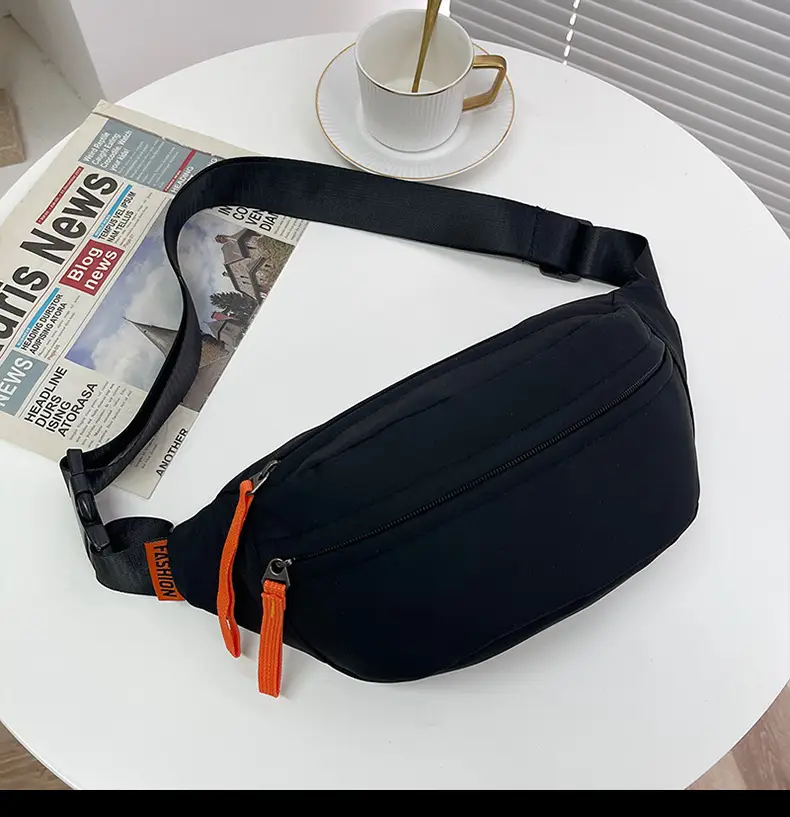 Trendy Waterproof Men's Waist Bag Teal Orange — feature 26