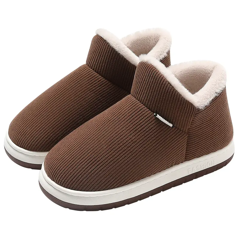 Women's Winter Warm Non-Slip Home Slippers with Heel, Men's Thick-Soled Plush Cotton Shoes for Winter Wholesale - Image 8