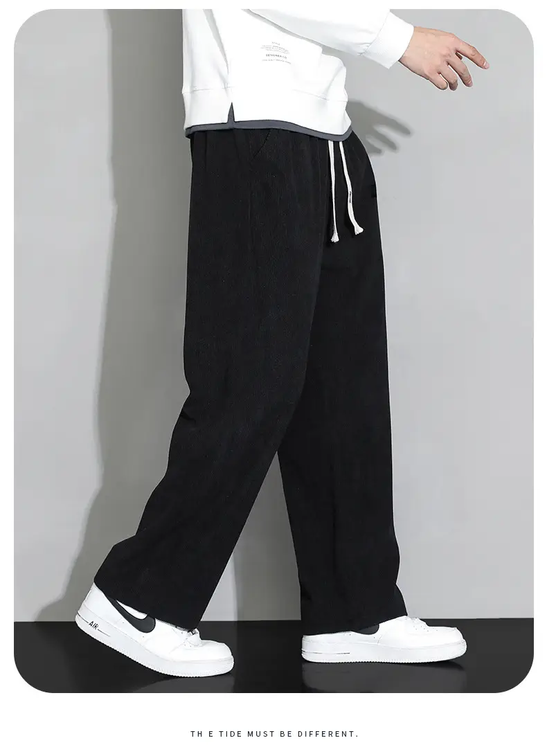 Men's Black Corduroy Leg Pants Winter Loose Fit — feature 8