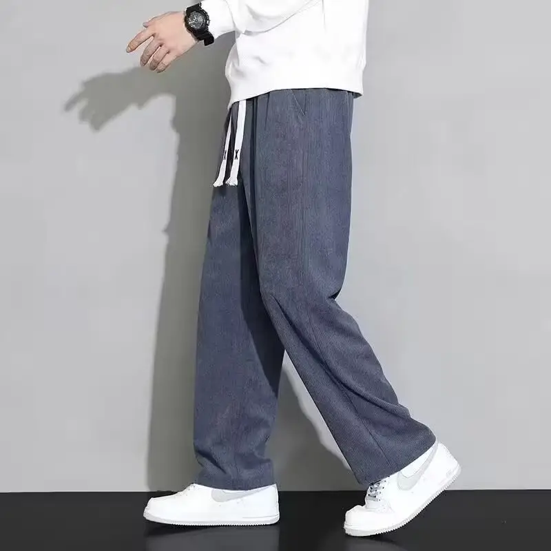 Men's Black Corduroy Leg Pants Winter Loose Fit — feature 2