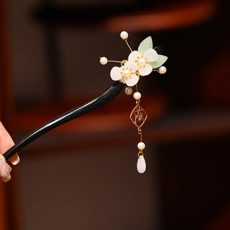 Chinese Style Pearl Flower Hairpin for Women - Image 26