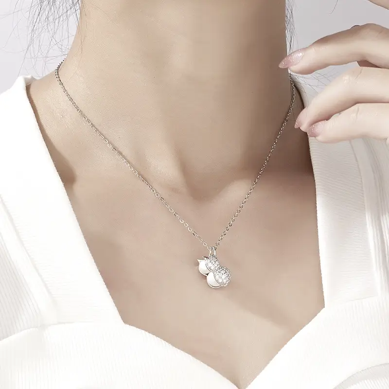 Korean Style Pearl Gourd Pendant Necklace Set for Women - Image 3