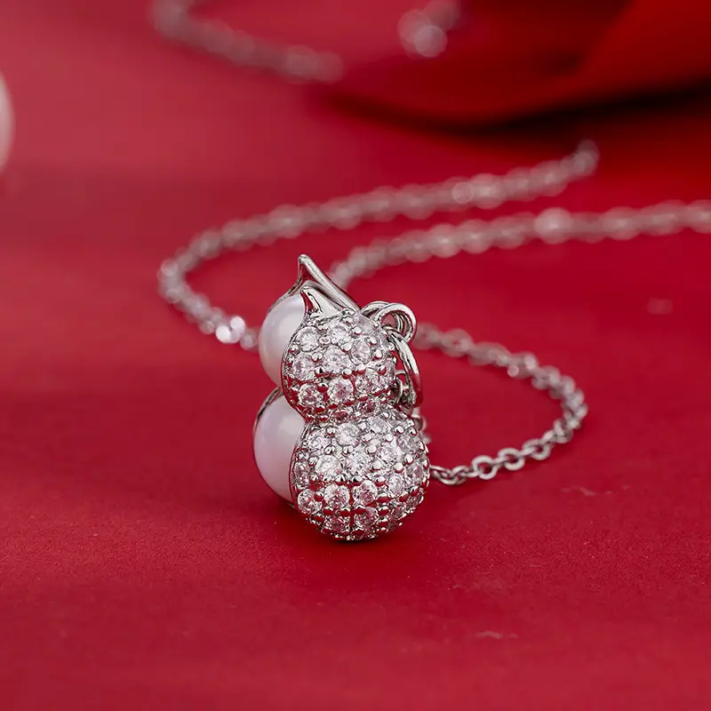 Korean Style Pearl Gourd Pendant Necklace Set for Women - Image 4