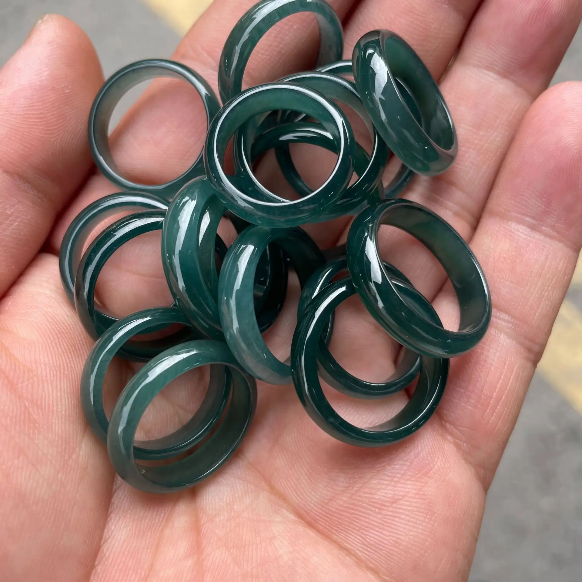 Natural Jade Light Ice Blue Water Ring Rings — feature 16