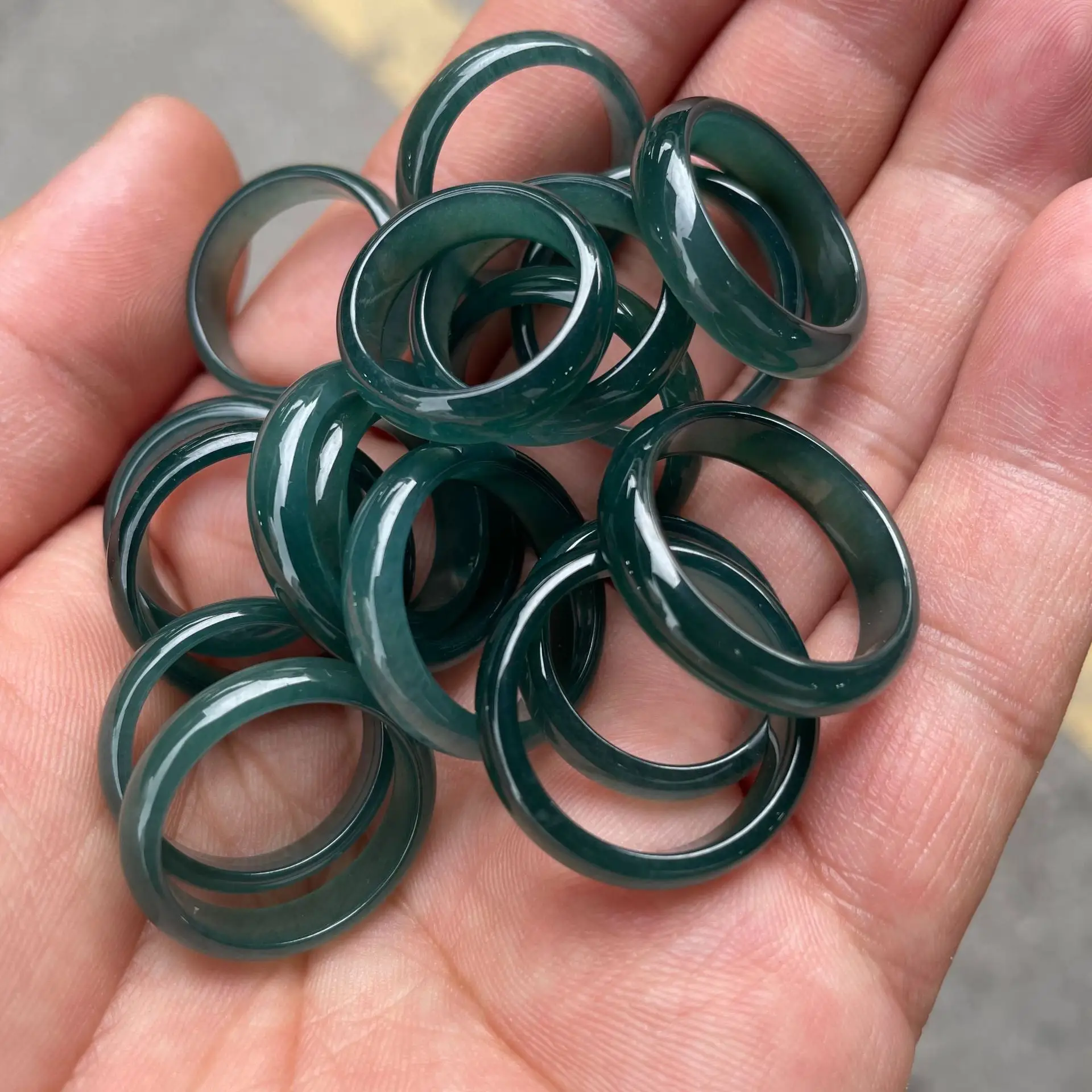 Natural Jade Light Ice Blue Water Ring Rings — feature 17