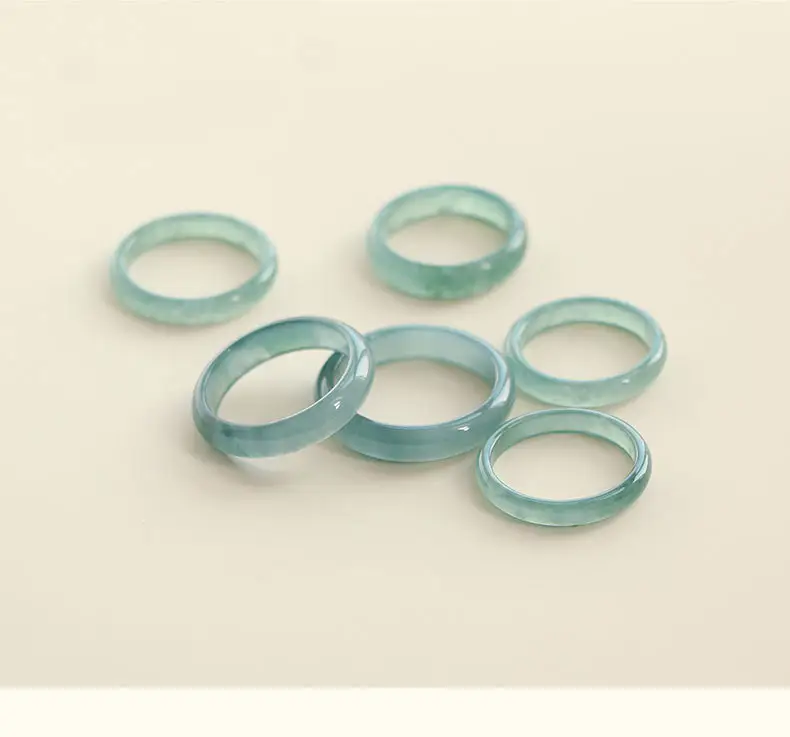Natural Jade Light Ice Blue Water Ring Rings — feature 4