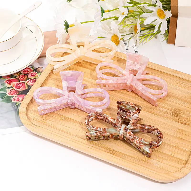 Acetate Hairpin Bow Updo Clip Large - Image 9