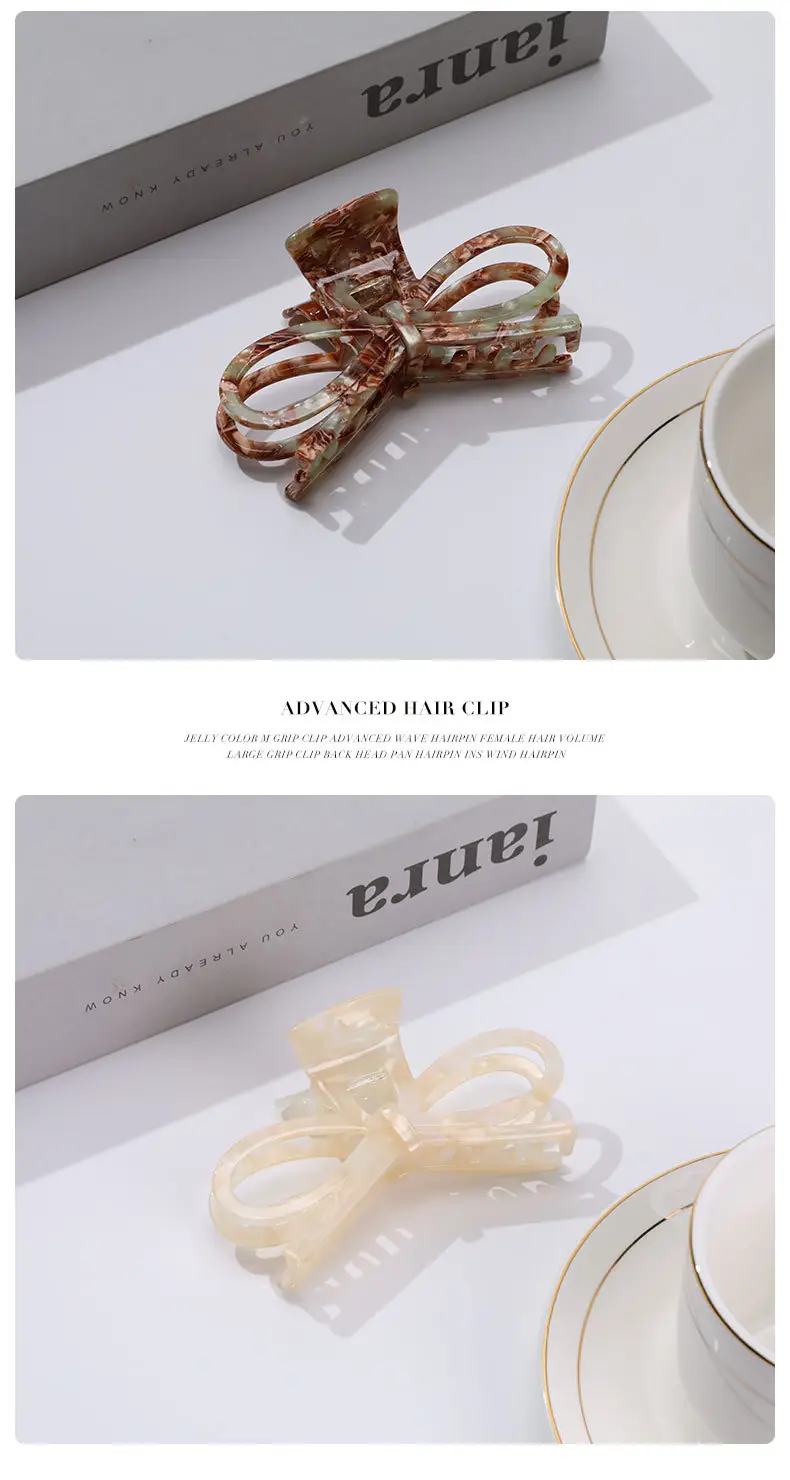 Acetate Hairpin Bow Updo Clip Large — feature 8