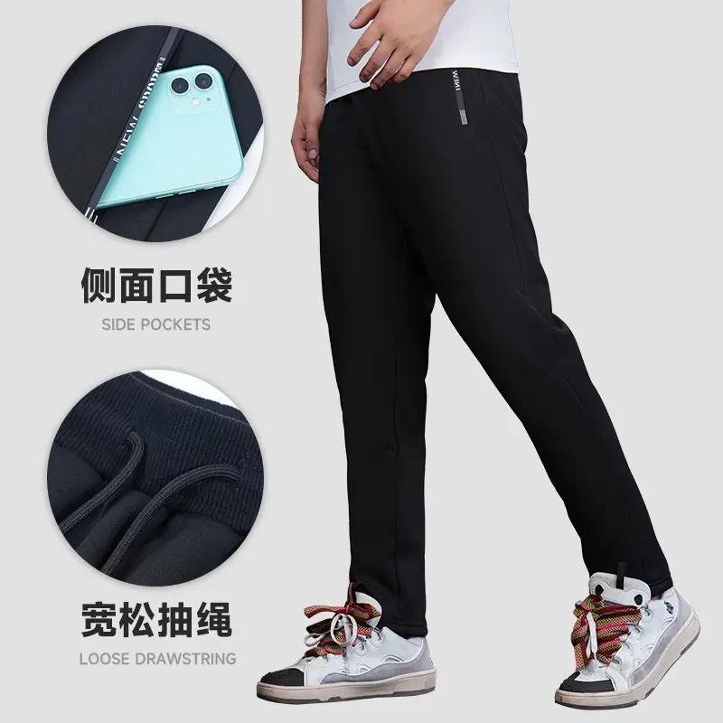 Men's Black Fleece Lined Casual Trousers Winter Warm - Image 4