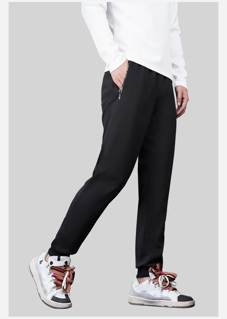 Men's Black Fleece Lined Casual Trousers Winter Warm — feature 2