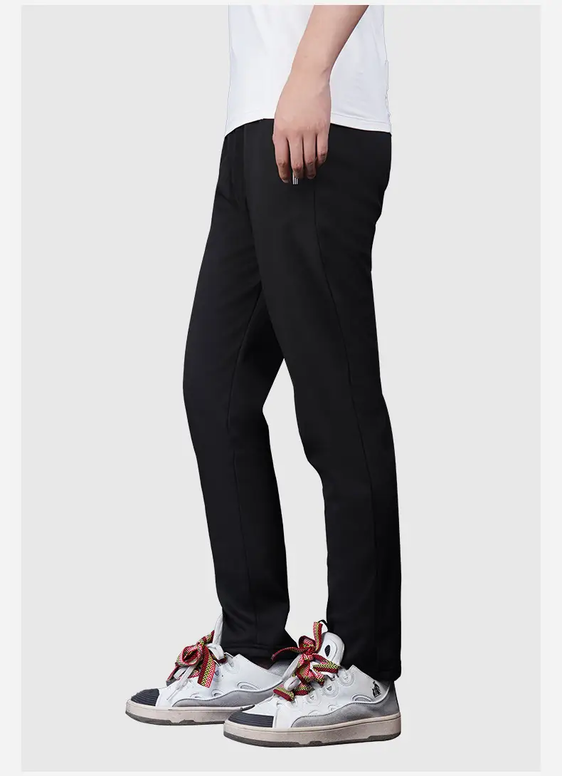 Men's Black Fleece Lined Casual Trousers Winter Warm — feature 22