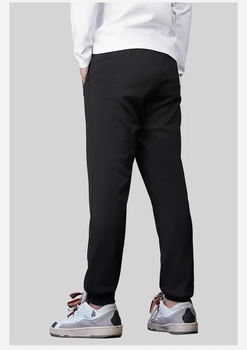 Men's Black Fleece Lined Casual Trousers Winter Warm — feature 4