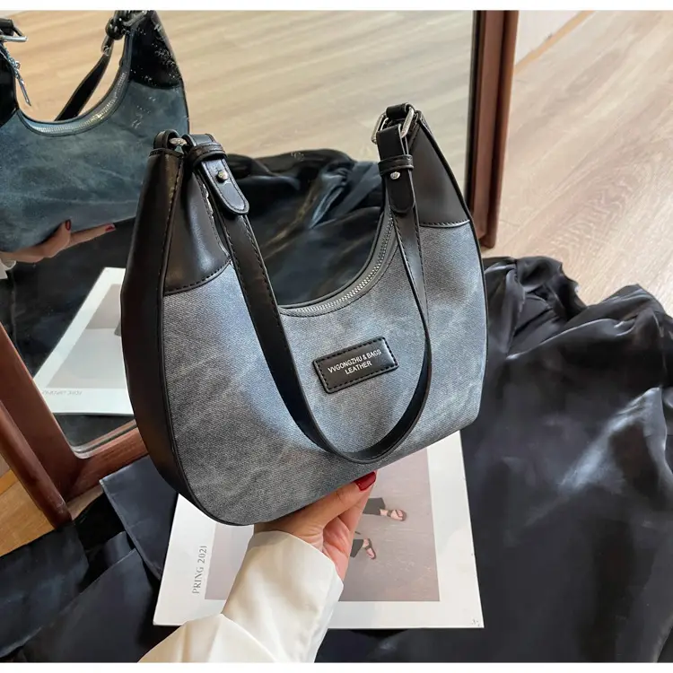 Women's Grey Suede Shoulder Messenger Bag Large Capacity — feature 14