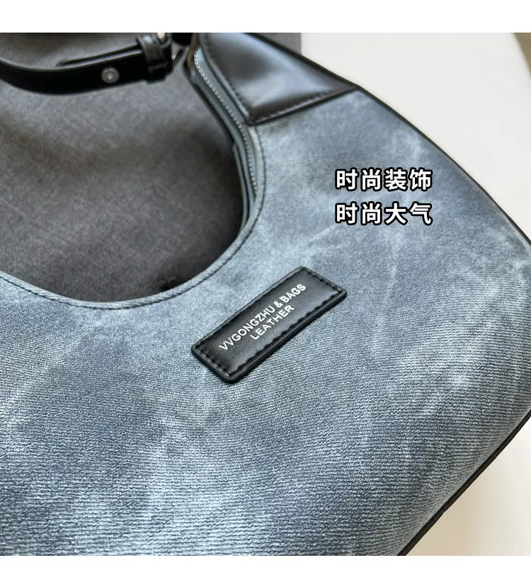 Women's Grey Suede Shoulder Messenger Bag Large Capacity — feature 2