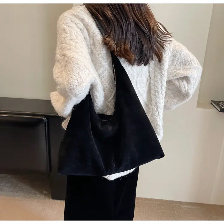 Women's Armpit Bag 2024 Frosted Black Large Capacity — feature 42